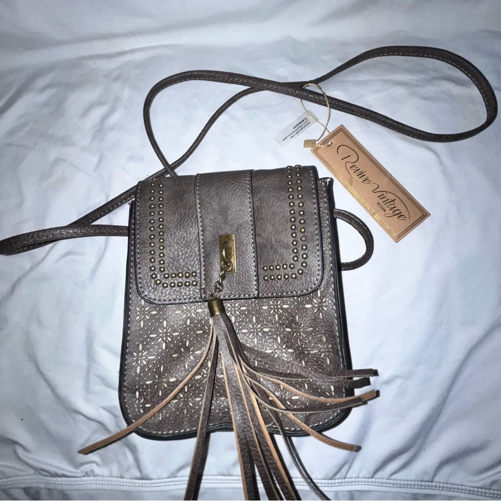 Vintage Gray Crossbody Bag